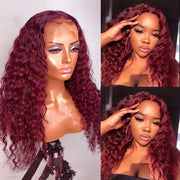 Color Curly Burgundy (99J) 13X4 & 13x6  Lace Front  Wigs