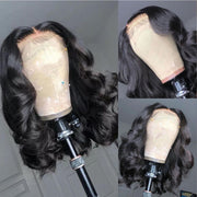 Short Wavy 13X4 Front Lace Bob Wigs natural color