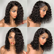 Short Wavy 13X4 Front Lace Bob Wigs natural color