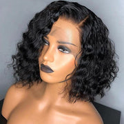 Short Wavy 13X4 Front Lace Bob Wigs natural color