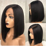 Kinky 4X4 Lace Closure Bob Wigs natural color