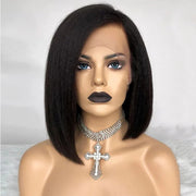 Kinky 4X4 Lace Closure Bob Wigs natural color