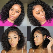 Short Wavy 13X4 Front Lace Bob Wigs natural color