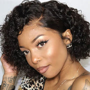 Short Wavy 13X4 Front Lace Bob Wigs natural color