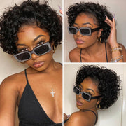 Short Wavy 13X4 Front Lace Bob Wigs natural color