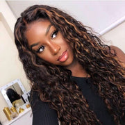 Honey Blonde Highlight P1b/30 P4/27 Curly 4x4 Lace Closure  Wigs