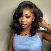 Short Wavy 4X4 Lace Closure Bob Wigs natural color