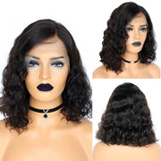 Short Wavy 13X4 Front Lace Bob Wigs natural color