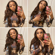 Brown # 4 Straight Hair and Body Wave Front Lace Wigs 13X6