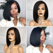 Kinky 4X4 Lace Closure Bob Wigs natural color