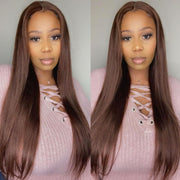 Brown # 4 Straight Hair and Body Wave Front Lace Wigs 13X6