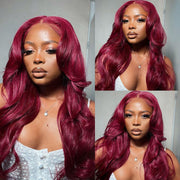 Burgundy 99J Straight and Body Wave 13X6 Lace Front Wigs