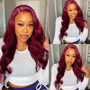 Burgundy 99J Straight and Body Wave 13X6 Lace Front Wigs