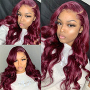 Burgundy 99J Straight and Body Wave 13X6 Lace Front Wigs