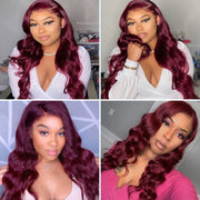 Burgundy 99J Straight and Body Wave 13X6 Lace Front Wigs