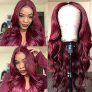 Burgundy 99J Straight and Body Wave 13X6 Lace Front Wigs