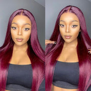 Burgundy 99J Straight and Body Wave 13X6 Lace Front Wigs