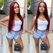 Burgundy 99J Straight and Body Wave 13X6 Lace Front Wigs