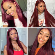 Burgundy 99J Straight and Body Wave 13X6 Lace Front Wigs