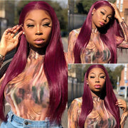 Burgundy 99J Straight and Body Wave 13X6 Lace Front Wigs