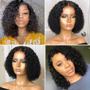 Kinky 4X4 Lace Closure Bob Wigs natural color