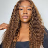 Honey Blonde Highlight P1b/30 P4/27 Curly 4x4 Lace Closure  Wigs