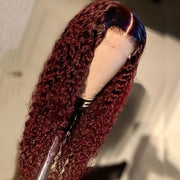 Color Curly Burgundy (99J) 13X4 & 13x6  Lace Front  Wigs