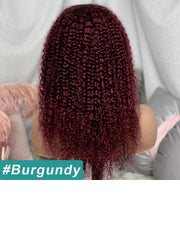 Color Curly Burgundy (99J) 13X4 & 13x6  Lace Front  Wigs