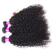 Curly Wave 100% Unprocessed Virgin Hair Extensions Natural Color with 4X4 Lace Closure