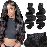 Clip-in straight and body wave 100% Virgin Hair Extensions Natural Color