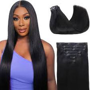 Clip-in straight and body wave 100% Virgin Hair Extensions Natural Color