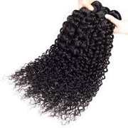 Curly Wave 100% Unprocessed Virgin Hair Extensions Natural Color with 4X4 Lace Closure