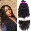 Deep Wave 100% Virgin Hair Extensions Natural Color with 13X4 Frontal